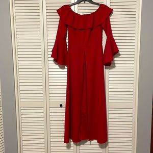Red off the shoulder long top